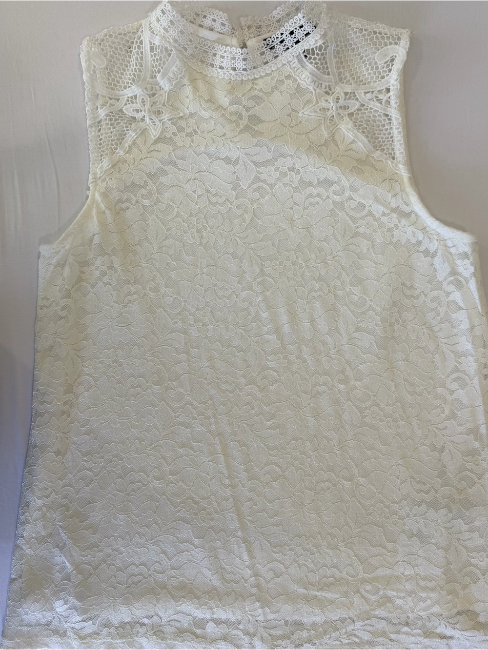 Cable & Gauge Cream Lace High-Neck Sleeveless Camisole
